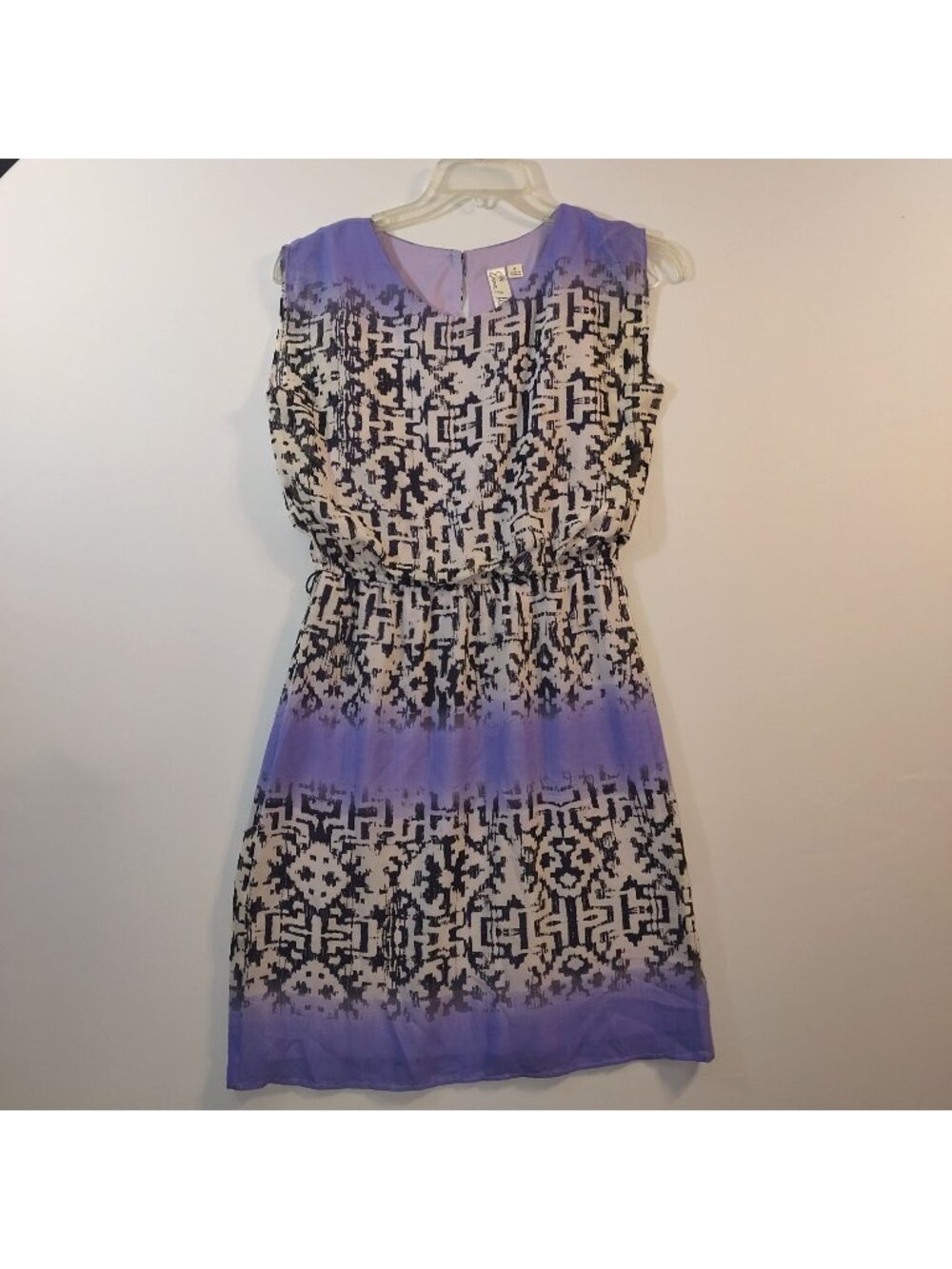 Emma & Michele Womens Sleeveless Abstract Print Dress Purple/Black- Small